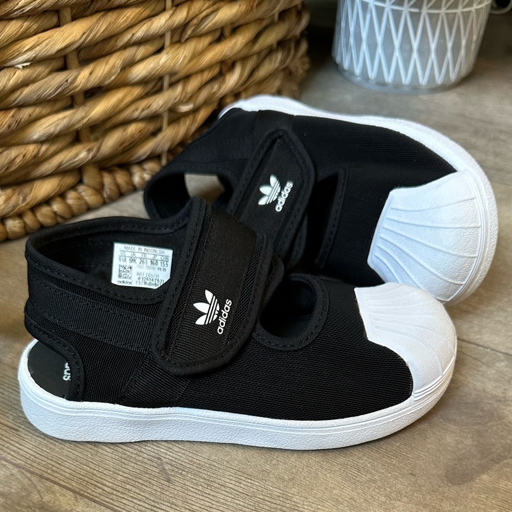 Adidas Superstar 360 Sandals Size 9.5 K Toddler Children Slip on Black/White